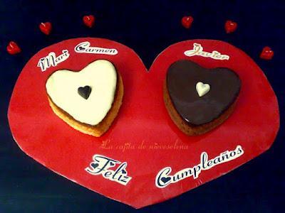 Tartas corazón de natillas para dos
