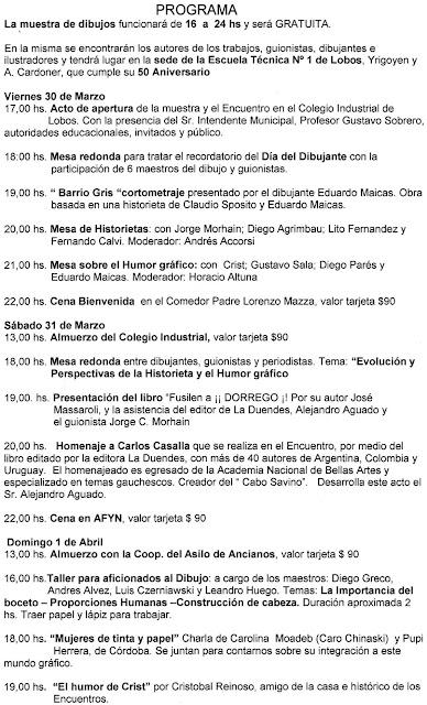 EHH: Programa del Encuentro del Humor y la Historieta de Lobos 2012