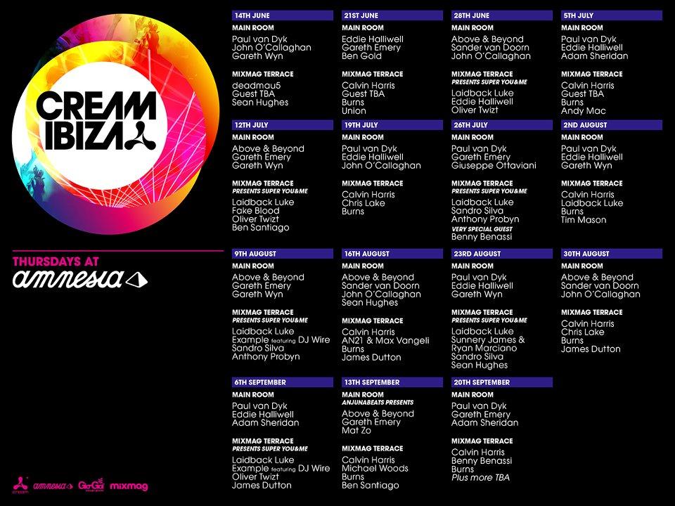 Cream Ibiza desvela su cartel para el verano