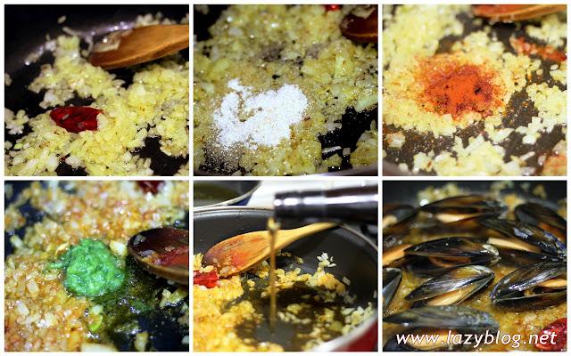 Mejillones picantes, en su nido de patata