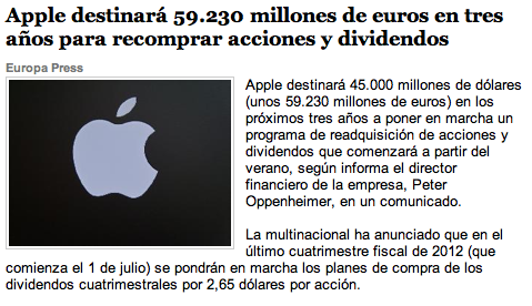 Apple ofrecerá dividendos