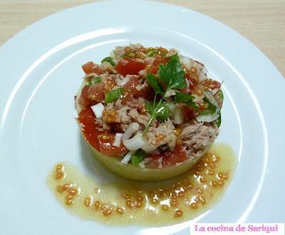 Timbal de patata con Pipirrana