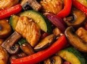 Salteado Pollo Setas Verduras Crujientes