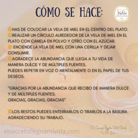 ☀️Ritual Abundancia Vela de Miel, Canela y Azúcar