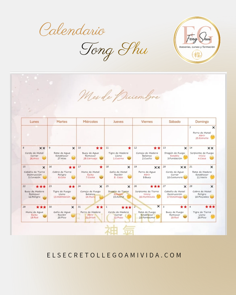🌟 Calendario Tong Shu de diciembre.🤩