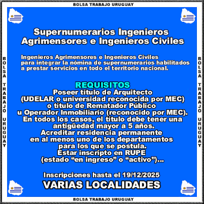 Supernumerarios Ingenieros Agrimensores e Ingenieros Civiles Supernumerarios Ingenieros Agrimensores e Ingenieros Civiles