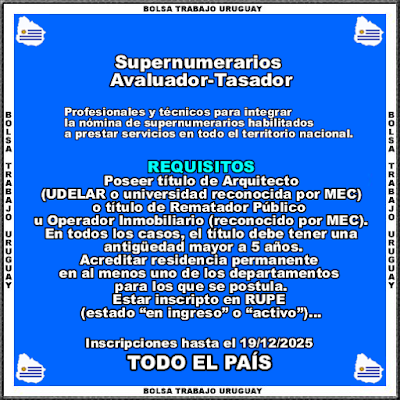 Supernumerarios Avaluador-Tasador Supernumerarios Avaluador-Tasador
