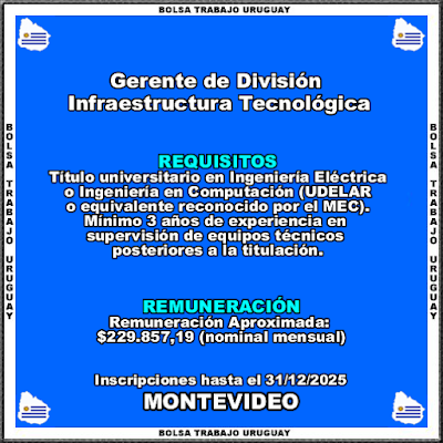 Gerente de División Infraestructura Tecnológica Gerente de División Infraestructura Tecnológica