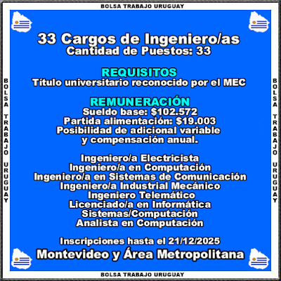 33 Cargos de Ingeniero-as 33 Cargos de Ingeniero-as
