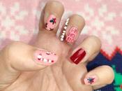 Diseño uñas para Navidad rosa rojo