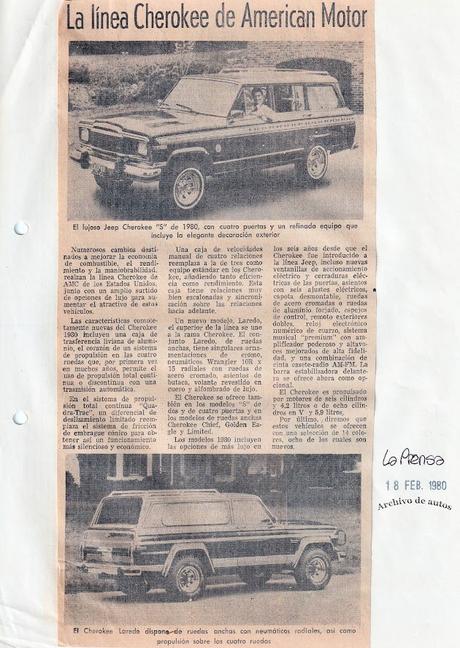 Jeep Cherokee de American Motors del año 1980