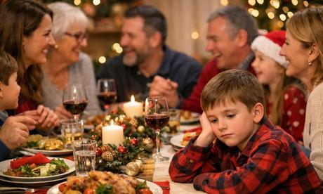 niño asperger en la cena de nochebuena y navidad