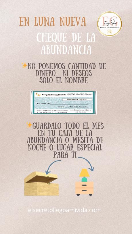 ✨ El 20 de diciembre a partir de las 02:44h de España tenemos la Luna Nueva para poder realizar el Cheque de la Abundancia.