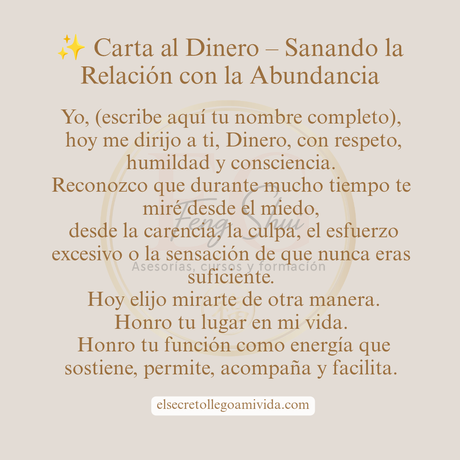 ✨ Carta al Dinero Cierra este 2025 Sanando tu relación con el dinero