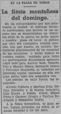 Santander ajena al alzamiento: Festival en la Plaza de Toros