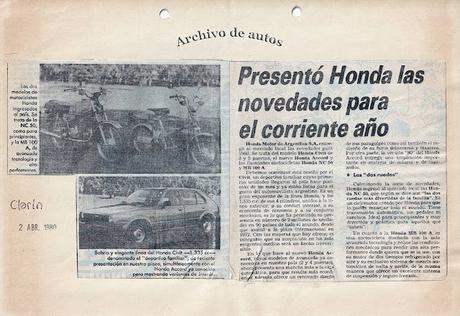 Autos y motos de Honda para el año 1980