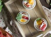 Ajoblanco jamón legado ibérico, sardina ahumada, naranja albahaca