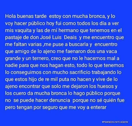 Faenan animales a 2 Km de la entrada a Santo Tomás por Ruta 237
