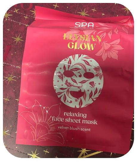 Relaxing Face sheet mask. Elysian Glow Action Relaxing Face sheet mask. Elysian Glow Action.