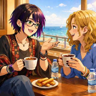 Menya chocolate con churros amiga