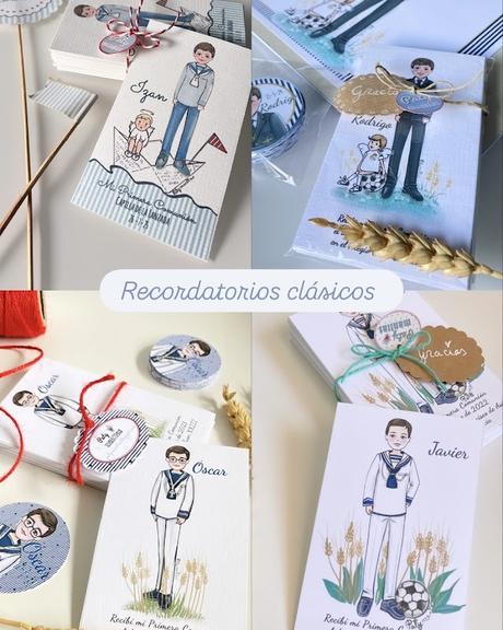 recordatorios clásicos para regalar en una comunión de niño