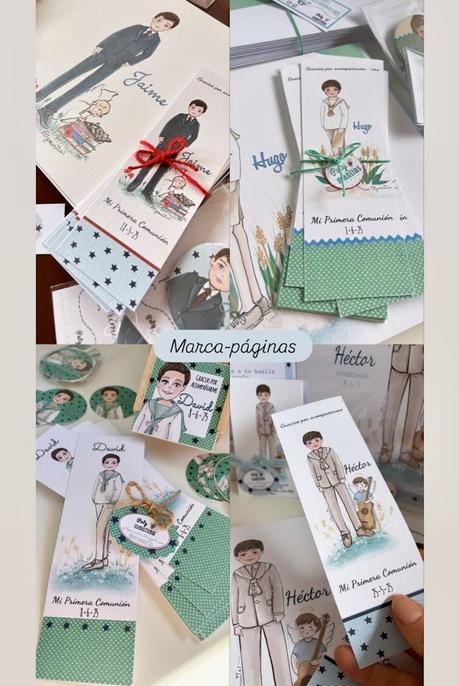 marcapáginas para regalar a los invitados en una Primera Comunión  de niño
