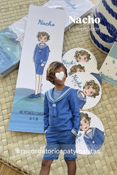 recordatorios con ilustración de niño hecho a mano y a la medida inspirado en una fotografía del comulgante