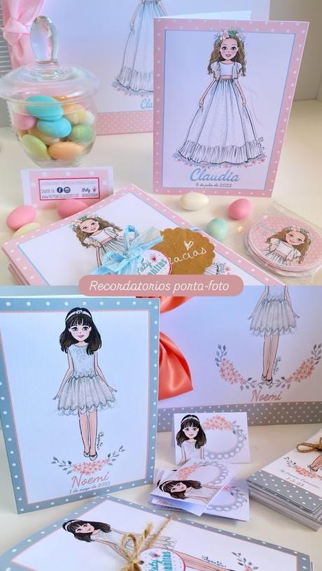 recordatorios porta-fotografía para regalar en una comunión de niña