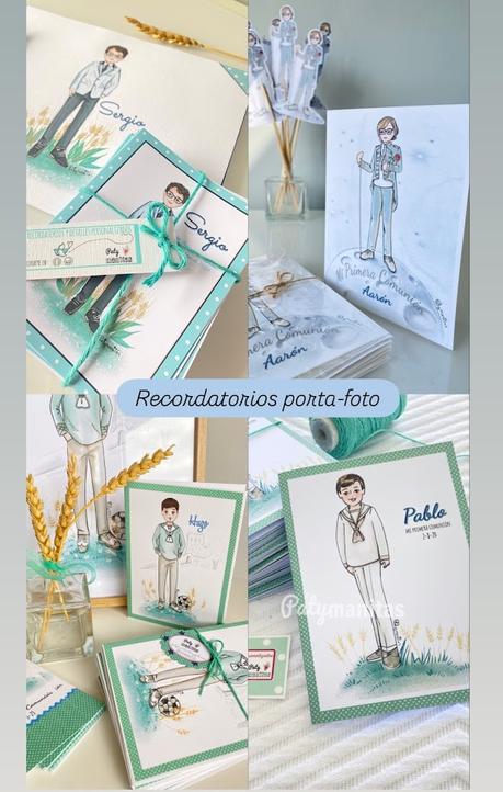 recordatorios porta-fotografía para regalar a los invitados de una comunión de niño