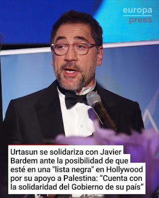 Solidaridad con el actor Javier Bardem.