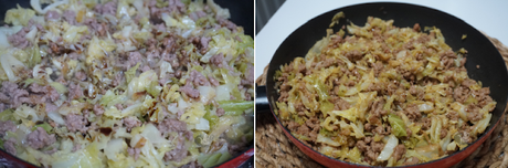 Salteado de repollo con carne Salteado de repollo con carne