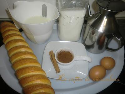 Torrijas con crema de naranja y frambuesas