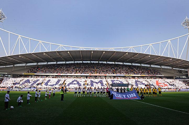 Bolton v Blackburn: Bolton fans make a mosaic bearing Fabrice Muamba's name and number
