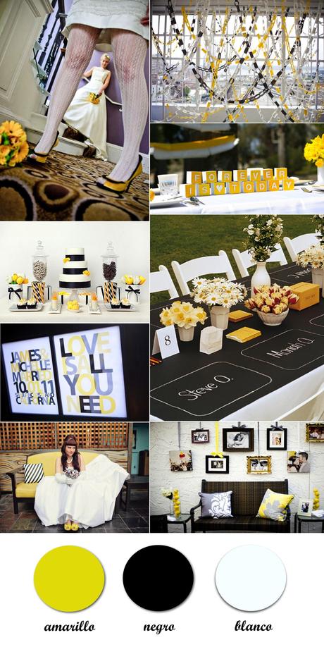 Colour Monday. Inspiración para una boda en amarillo, blanco y negro/Yellow, black and white wedding inspiration