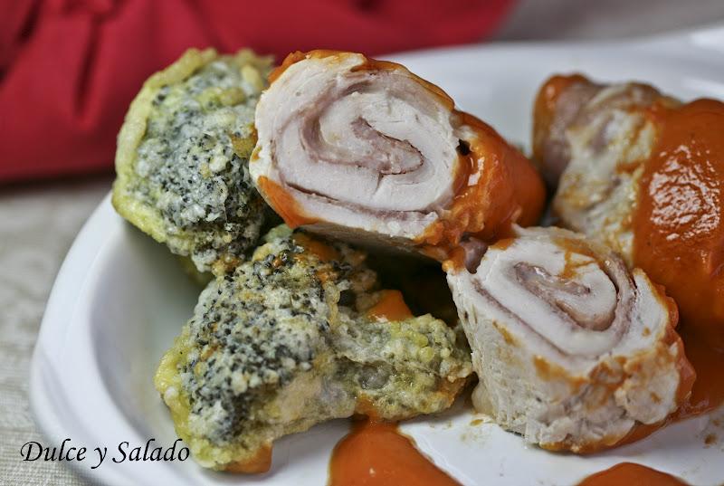 ROLLITOS DE POLLO RELLENOS, CON GUARNICION DE BROCOLI EN THERMOMIX