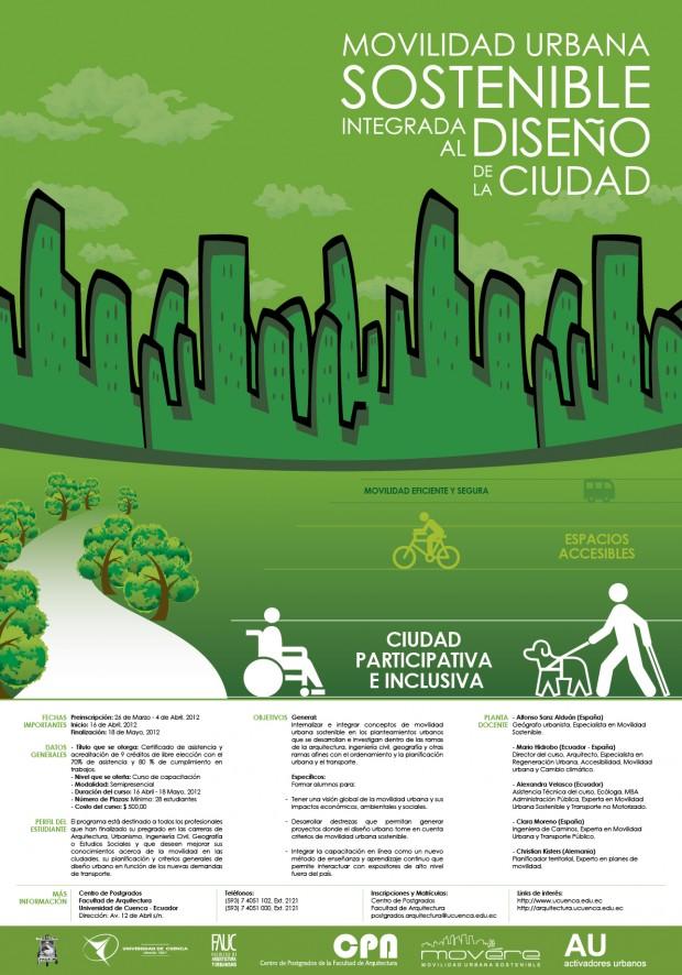 Cartel del curso de Movilidad Urbana Sostenible en Cuenca, Ecuador
