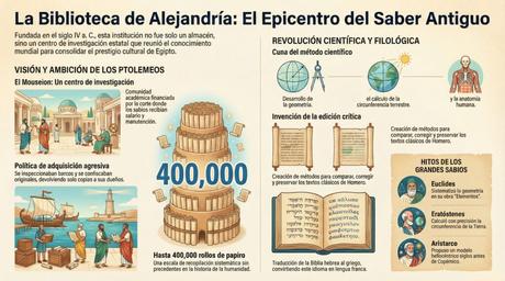 la Biblioteca de Alejandría: Pergaminos, sabios y poder