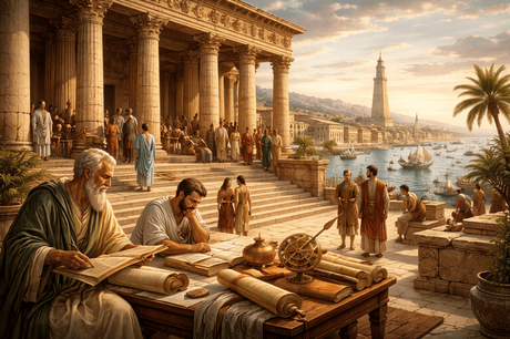 la Biblioteca de Alejandría: Pergaminos, sabios y poder