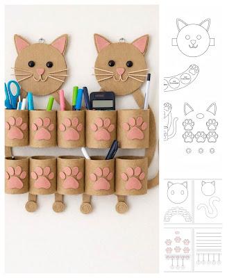 Moldes y tutorial para hacer el gatito organizador de cartón 💥💥☝️