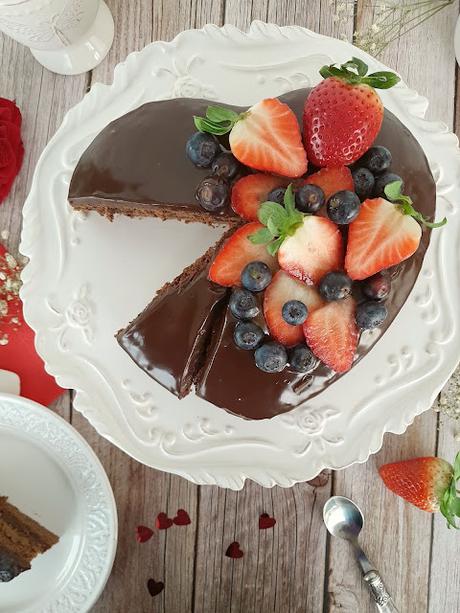 Corazón de Chocolate y frutos rojos