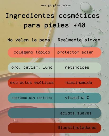 Cremas skincare piel madura 40 50 60 años manchas flacidez retinol niacinamida beneficios péptidos piel opinión
